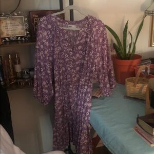 Sonoma Purple Floral Long Sleeve Dress